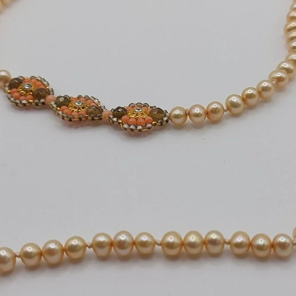 Miguel Ases Long Vintage 34" Cultured Pearl Necklace Excellent Condition 14K GF - Picture 5 of 9